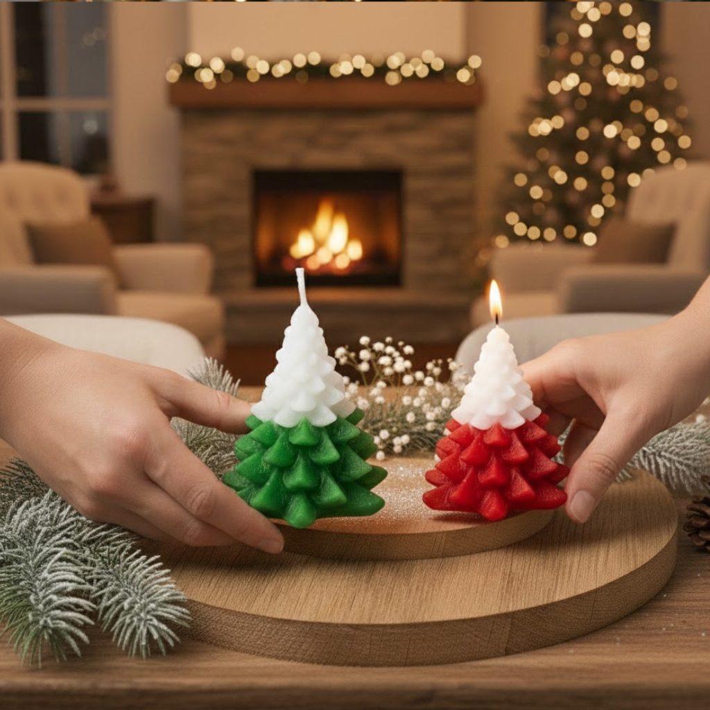 Set Of Christmas Candle Small Dual